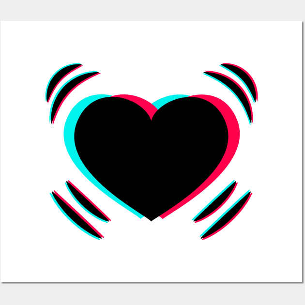 TikTok Beating Heart Black Wall Art by ThingyDilly